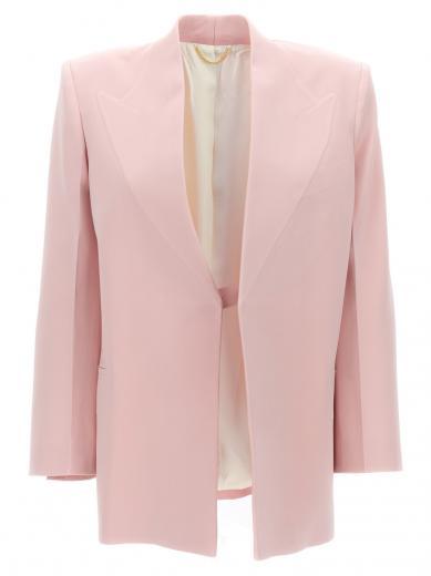 pink single-breasted blazer jacket