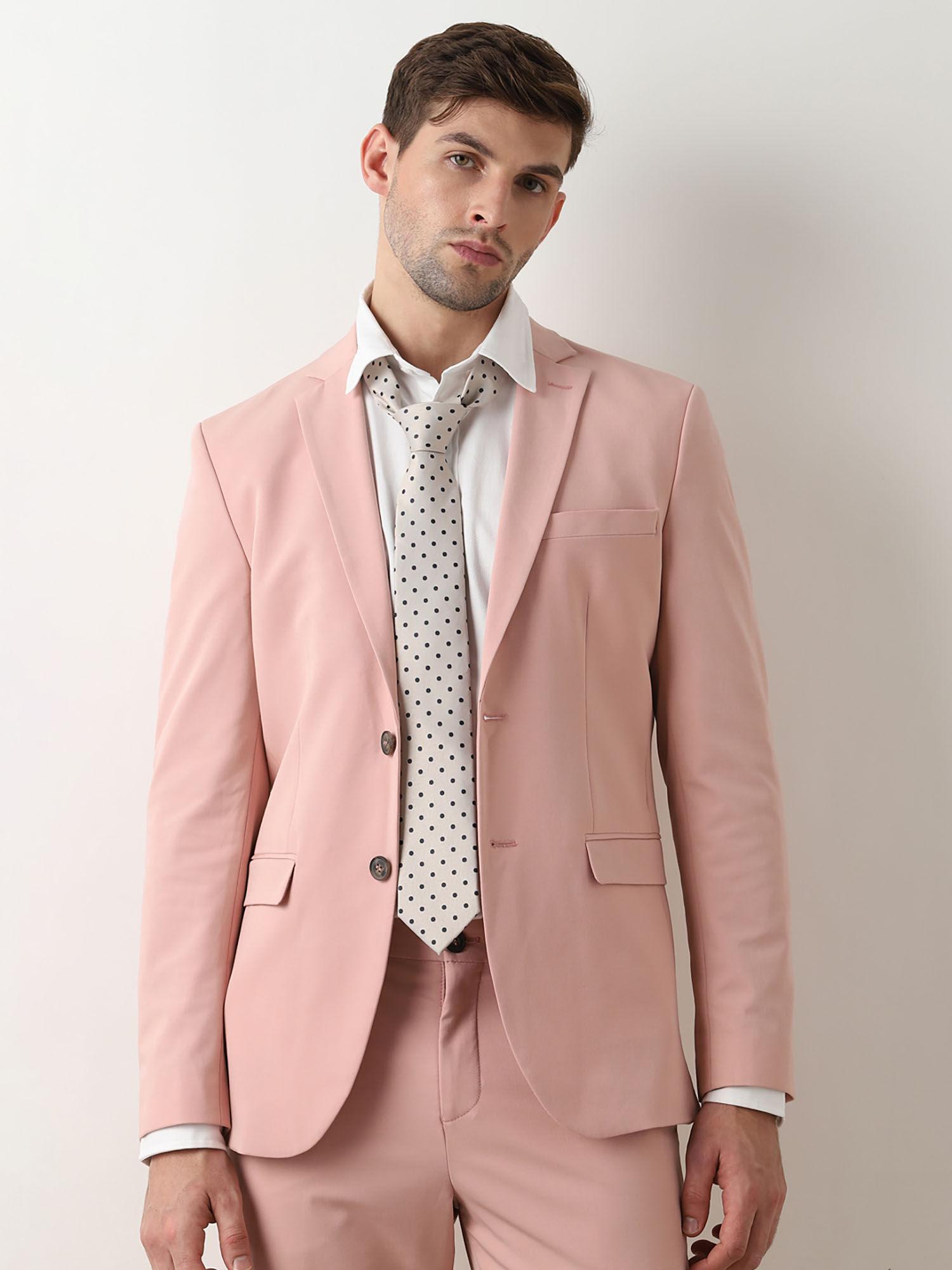 pink single breasted suit blazer