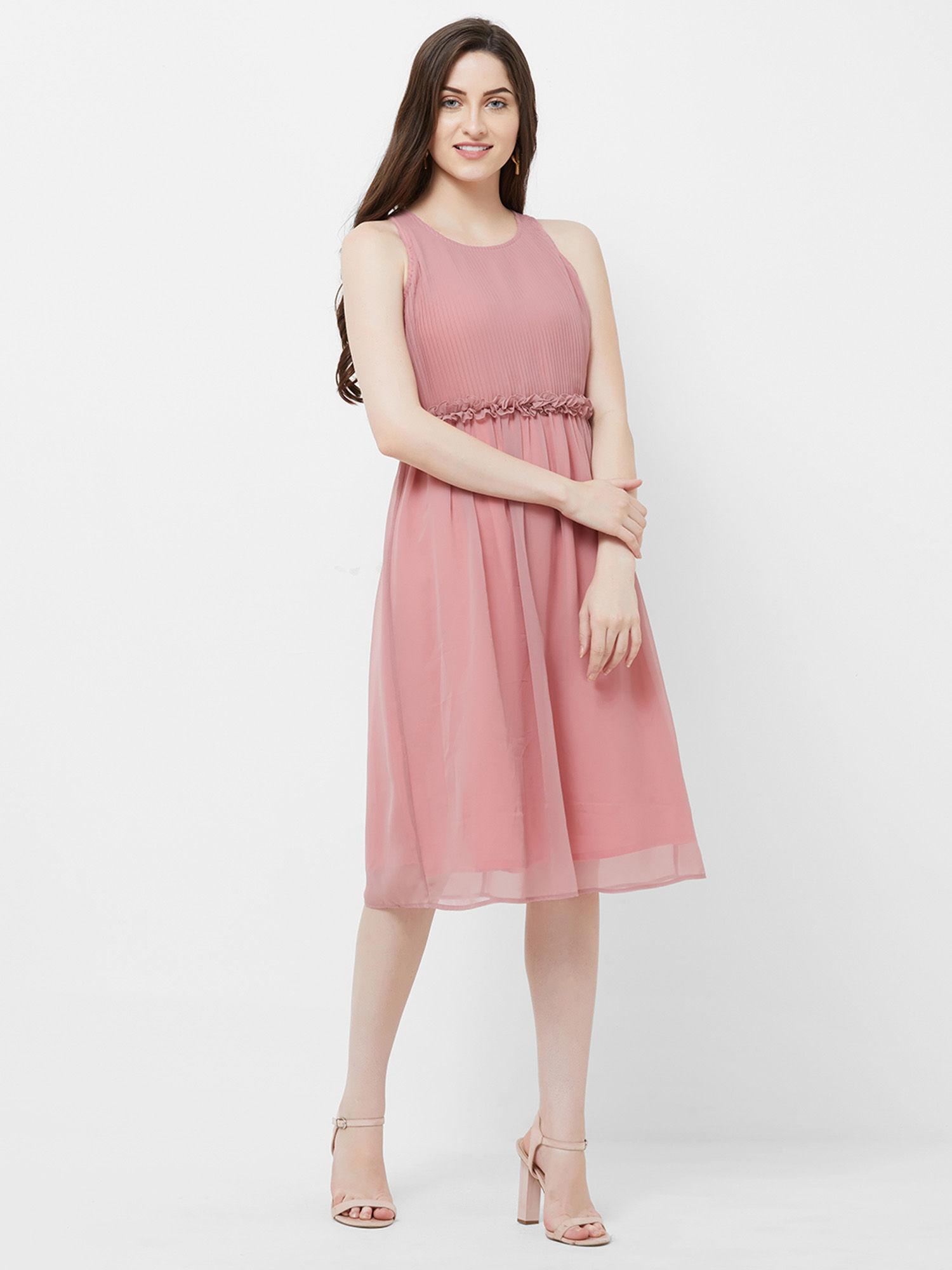pink sleeveless dress