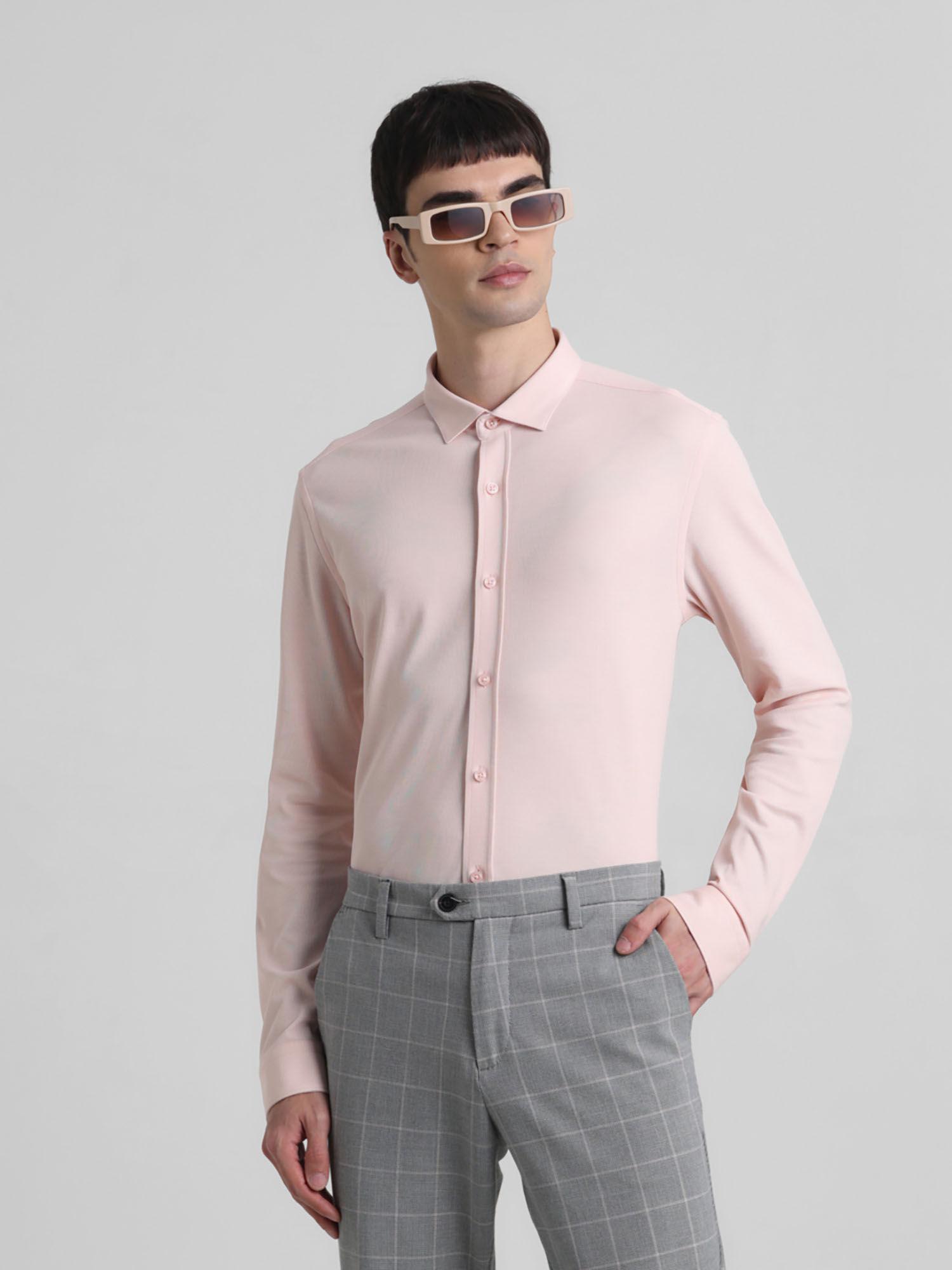 pink slim fit casual shirt