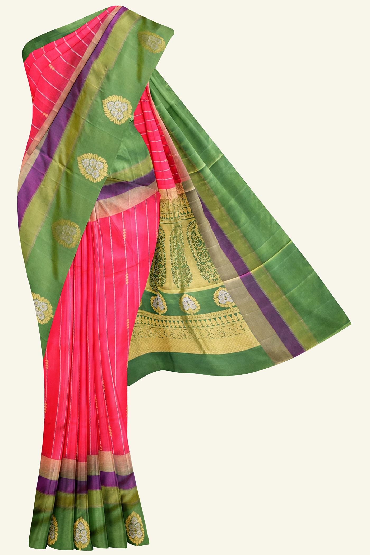 pink soft handloom silk saree