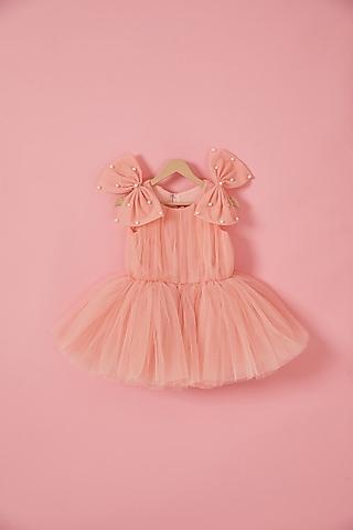 pink soft net dress for girls
