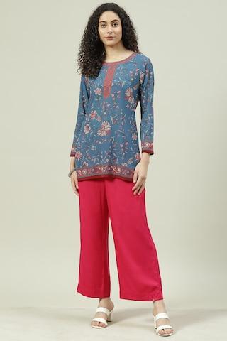 pink solid ankle-length casual women straight fit palazzo