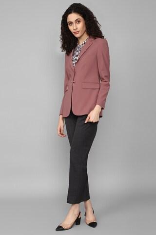 pink solid business casual women regular fit blazer