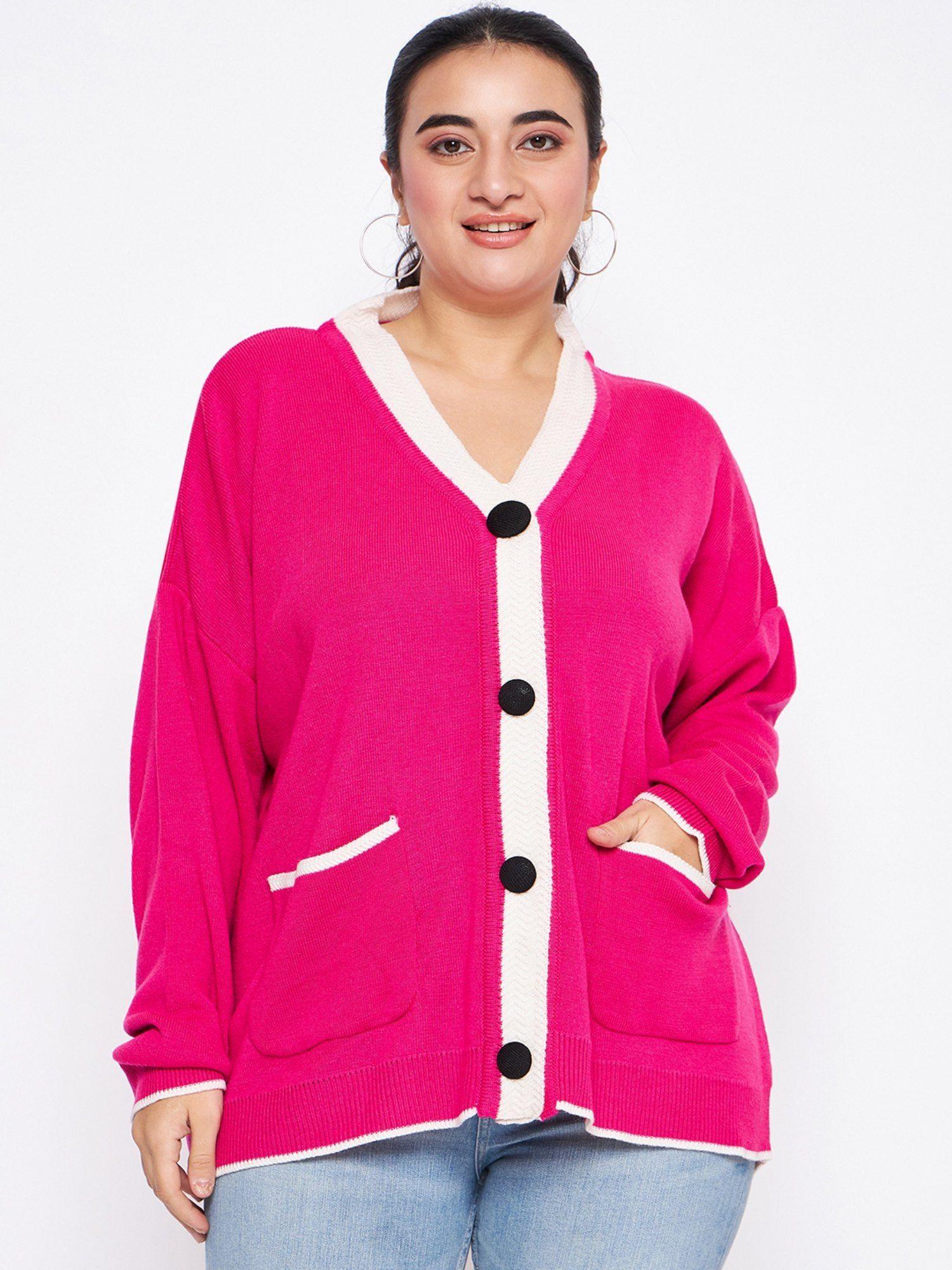 pink solid cardigan