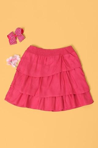pink solid casual girls regular fit skirt