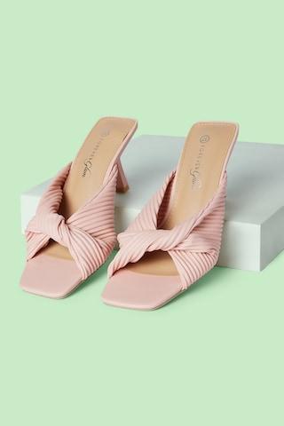 pink solid casual women heel sandals