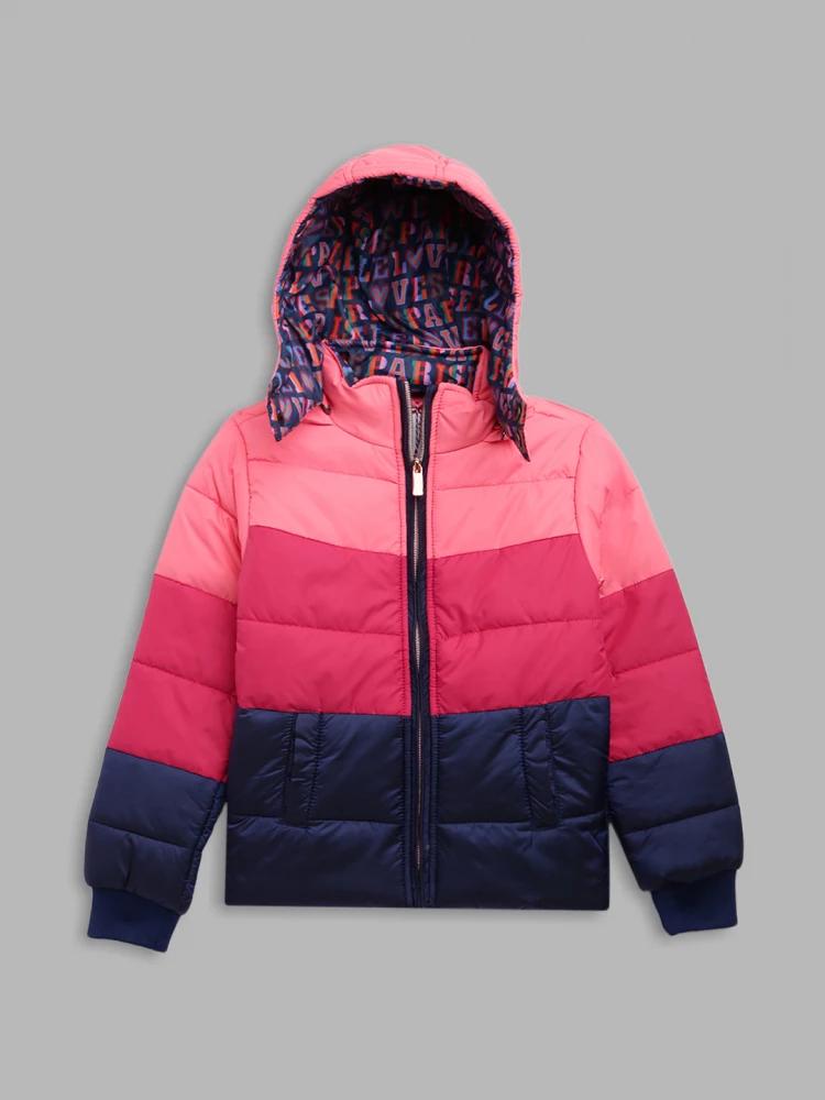 pink solid collar jacket