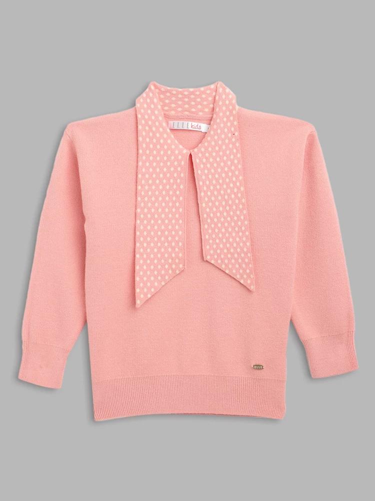 pink solid collar sweater