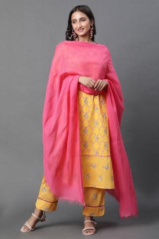 pink solid cotton dupatta