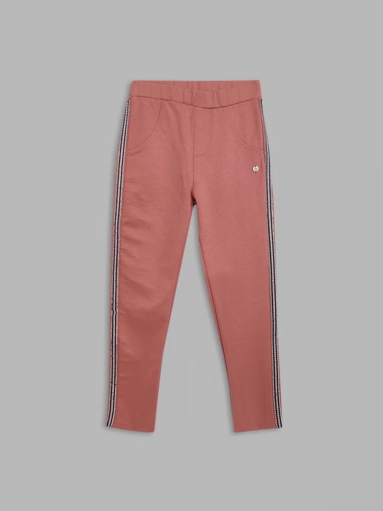 pink solid fitted jegging