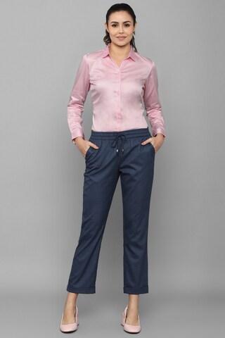 pink solid formal full sleeves regular collar women regular fit shirt