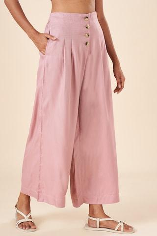 pink solid full length  casual women flared fit  culottes