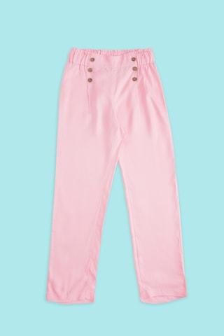 pink solid full length casual girls regular fit trouser
