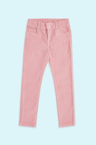 pink solid full length casual girls regular fit trouser