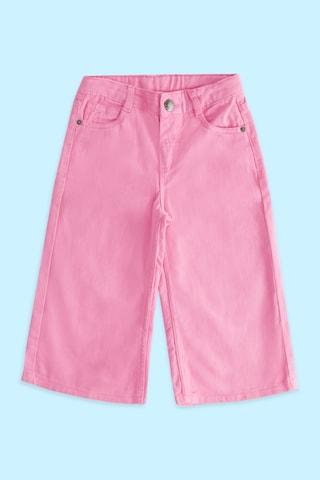 pink solid full length casual girls regular fit trousers
