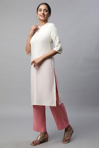 pink solid full length ethnic women straight fit palazzo