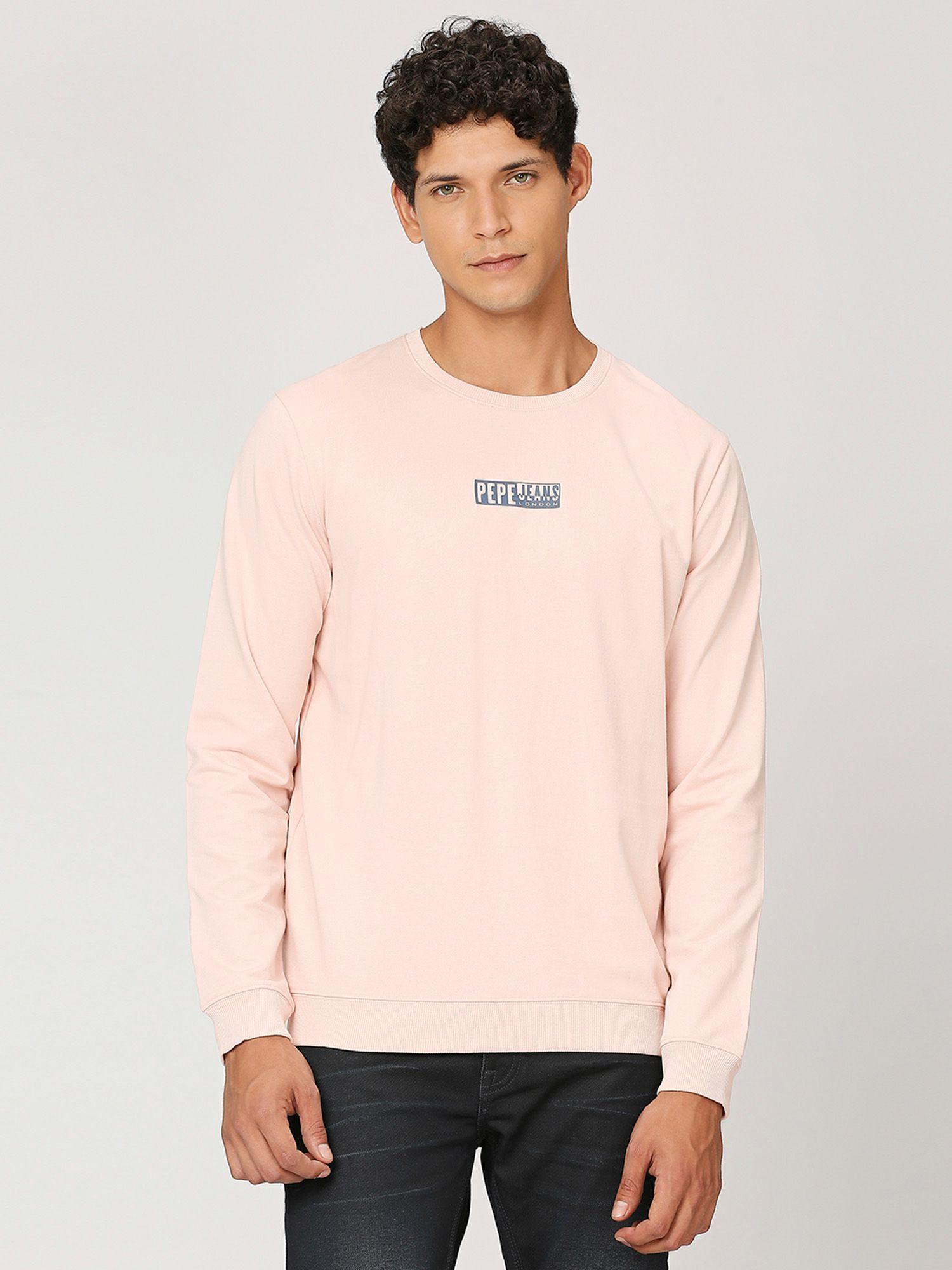 pink solid full sleeves sweatshirt