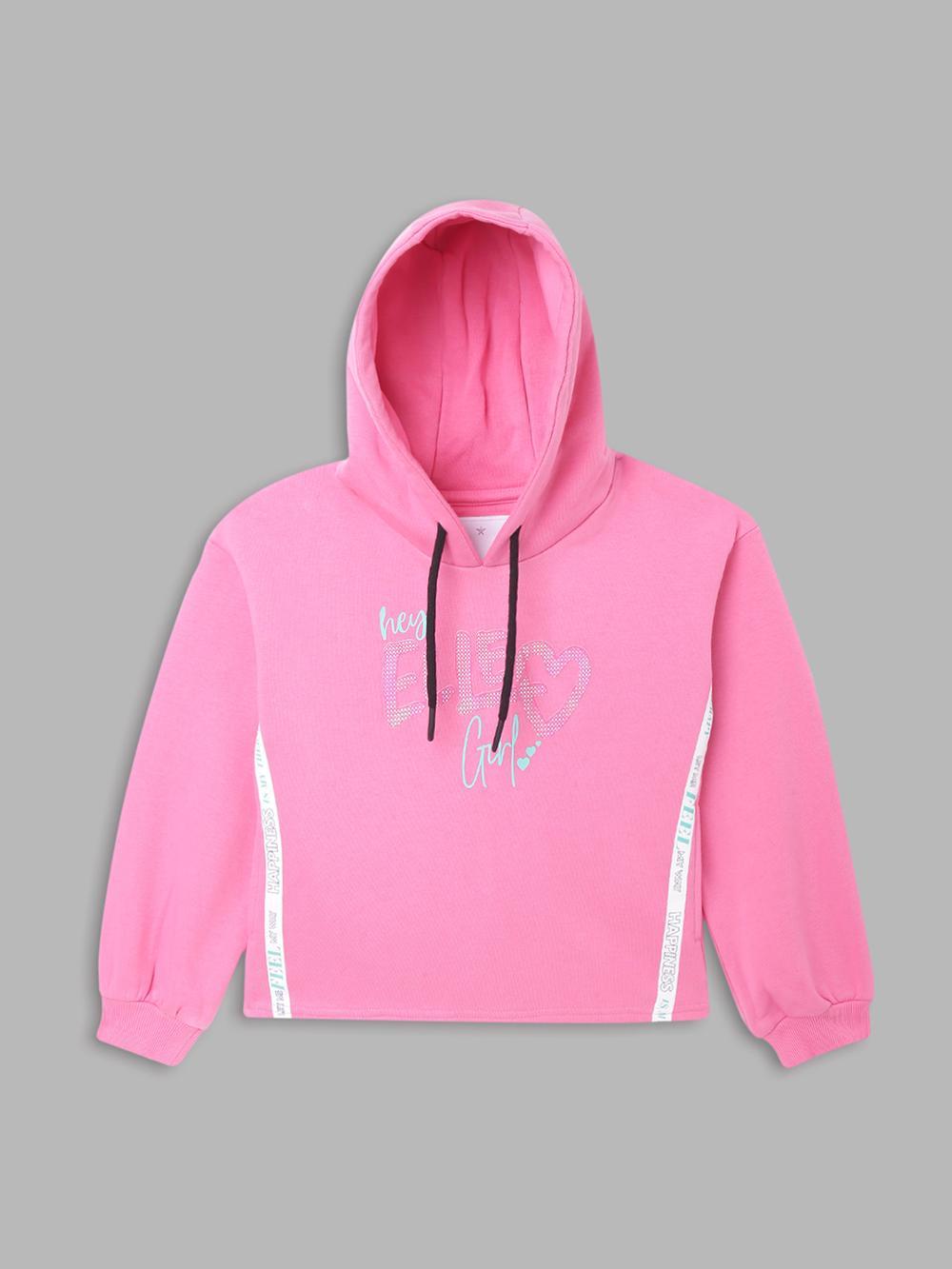 pink solid hooded sweatshirt