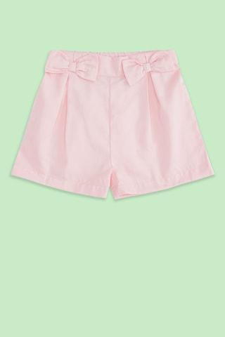 pink solid knee length casual baby regular fit shorts