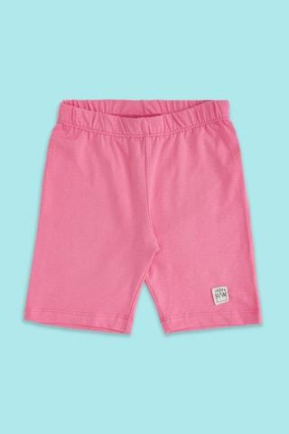 pink solid knee length casual girls regular fit shorts