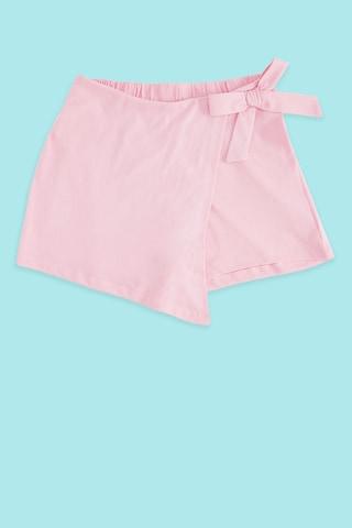 pink solid knee length casual girls regular fit skirt