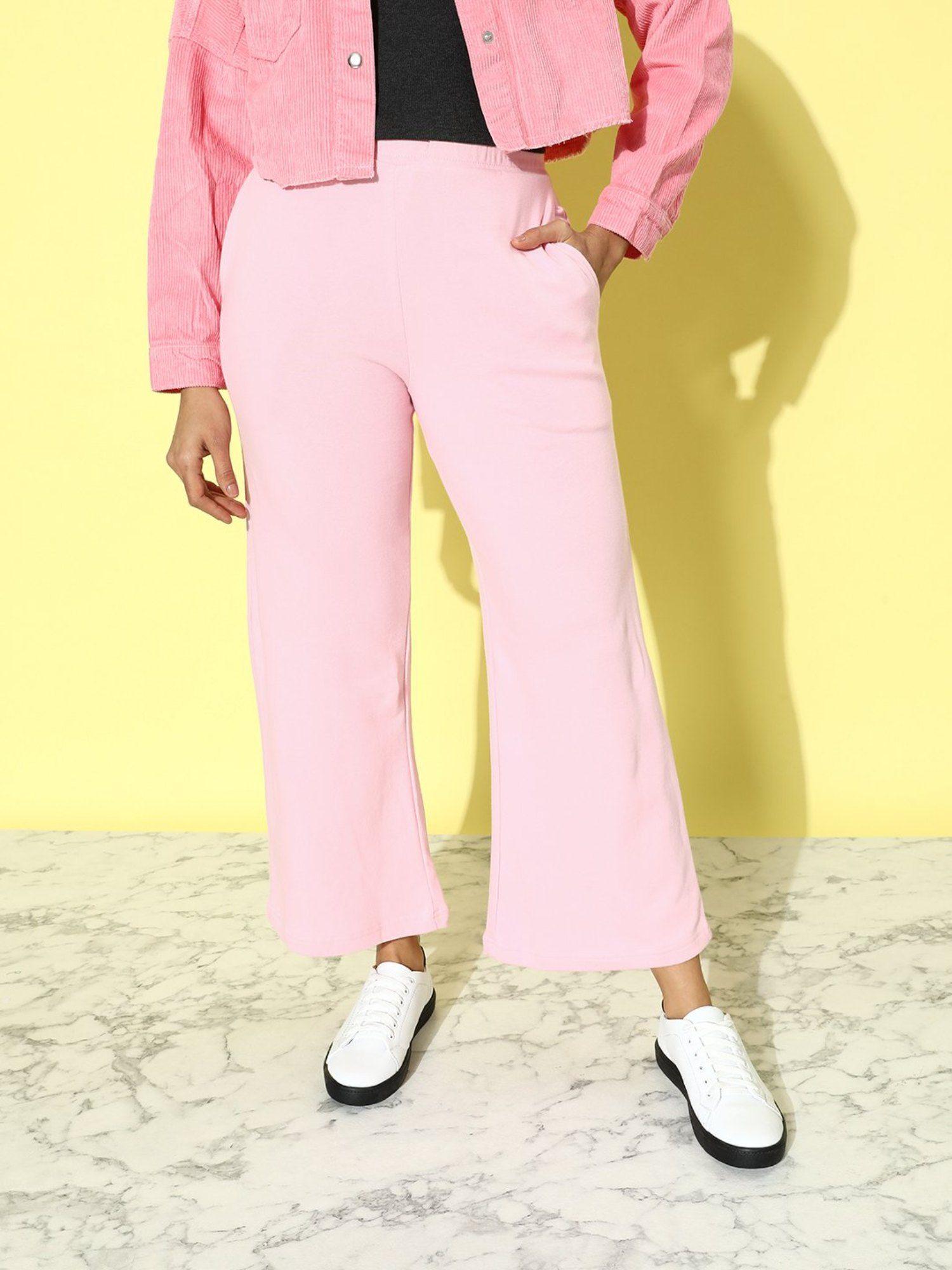 pink solid korean pant