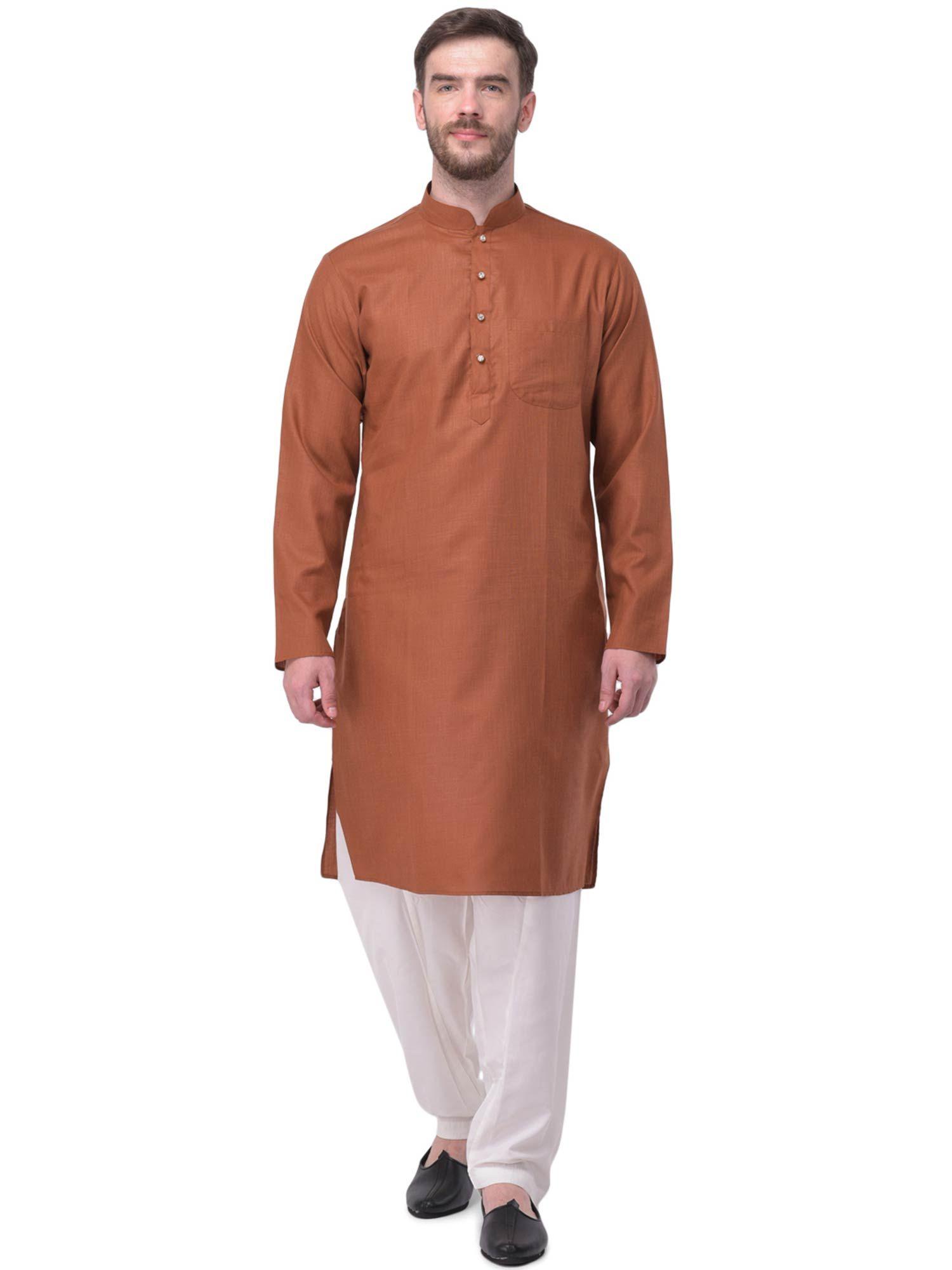 pink solid kurta (set of 2)