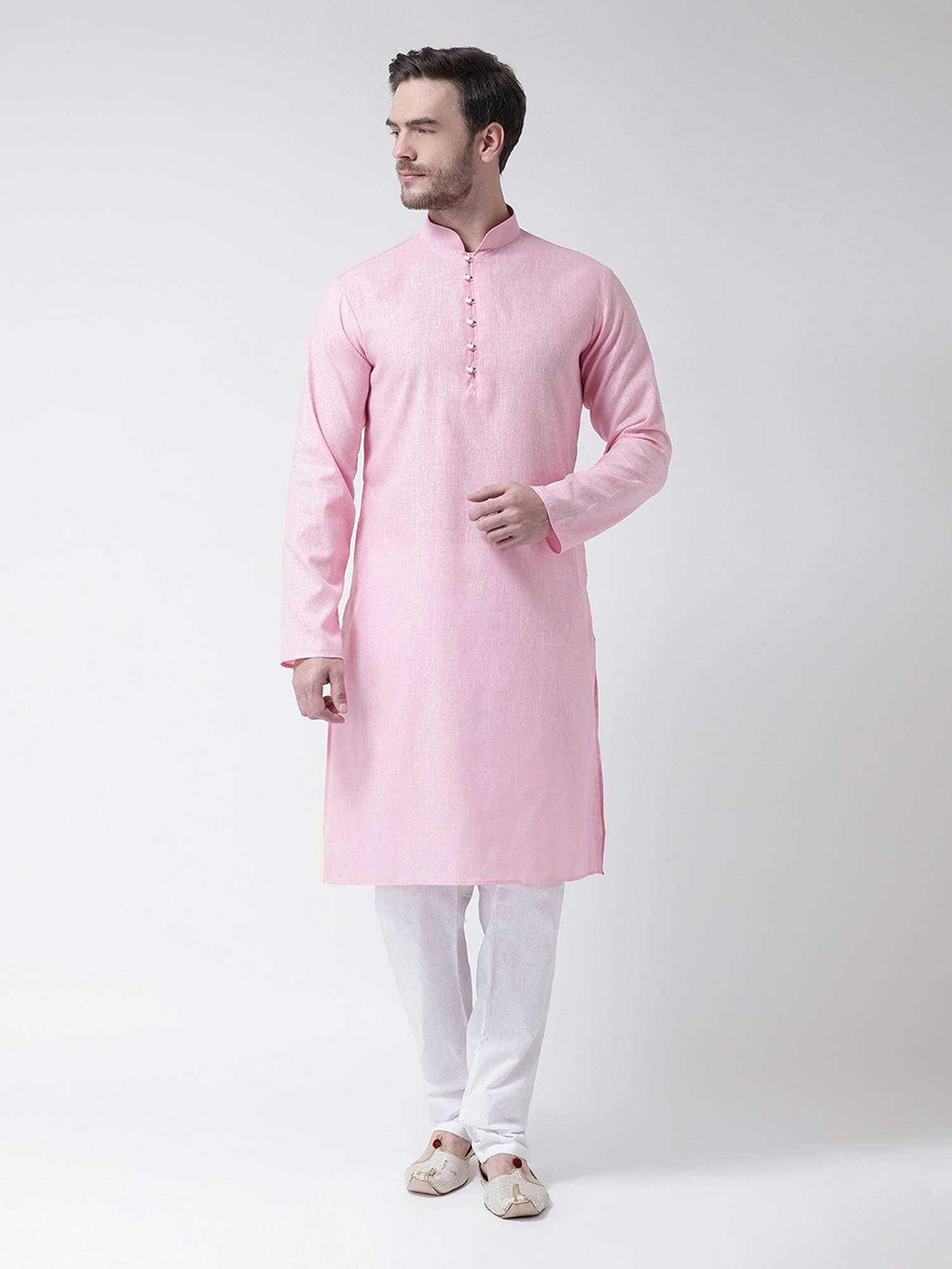 pink solid kurta (set of 2)