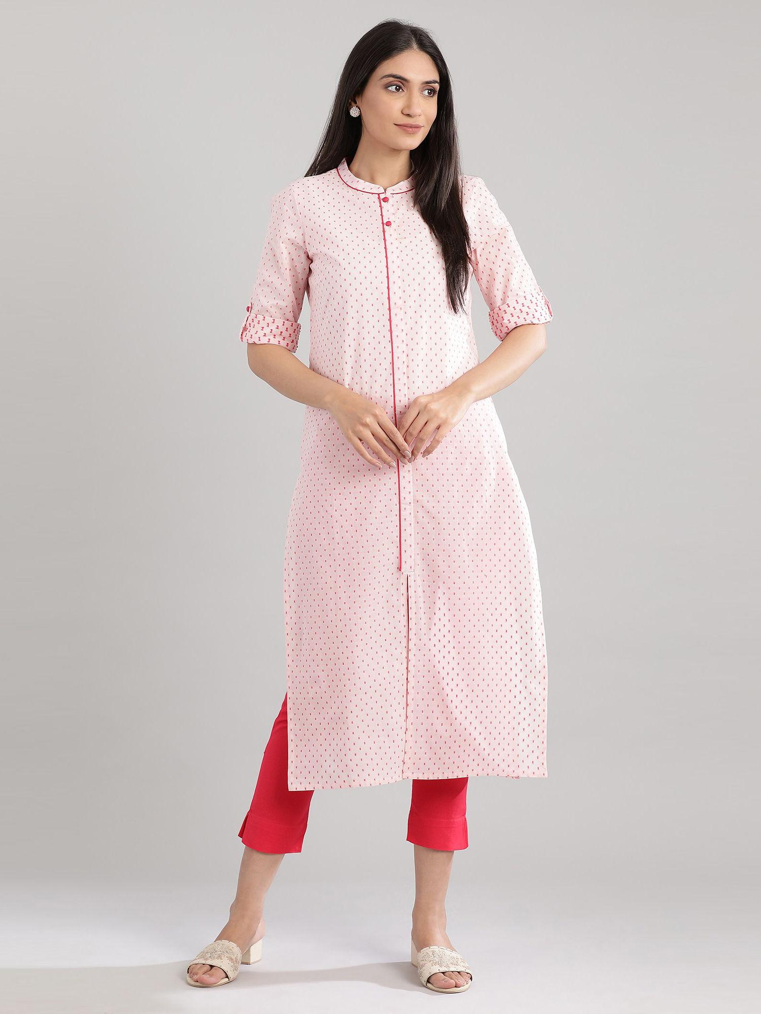 pink solid kurta