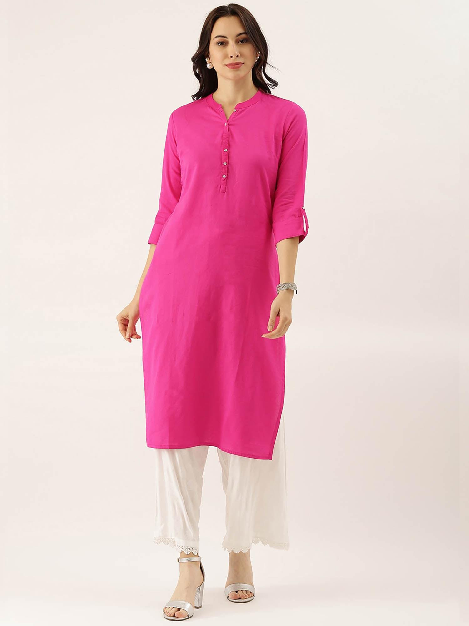 pink solid kurta