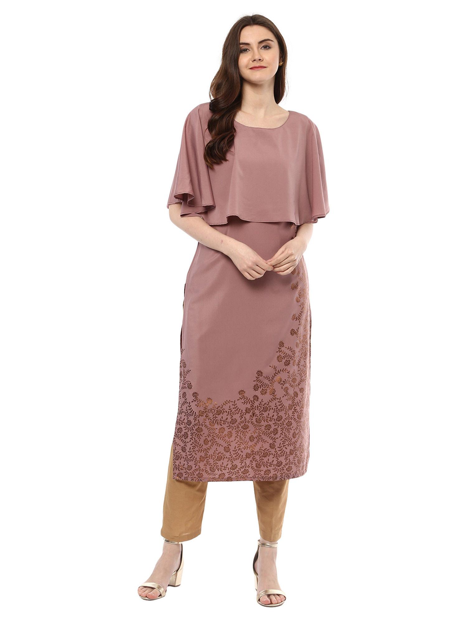 pink solid kurta