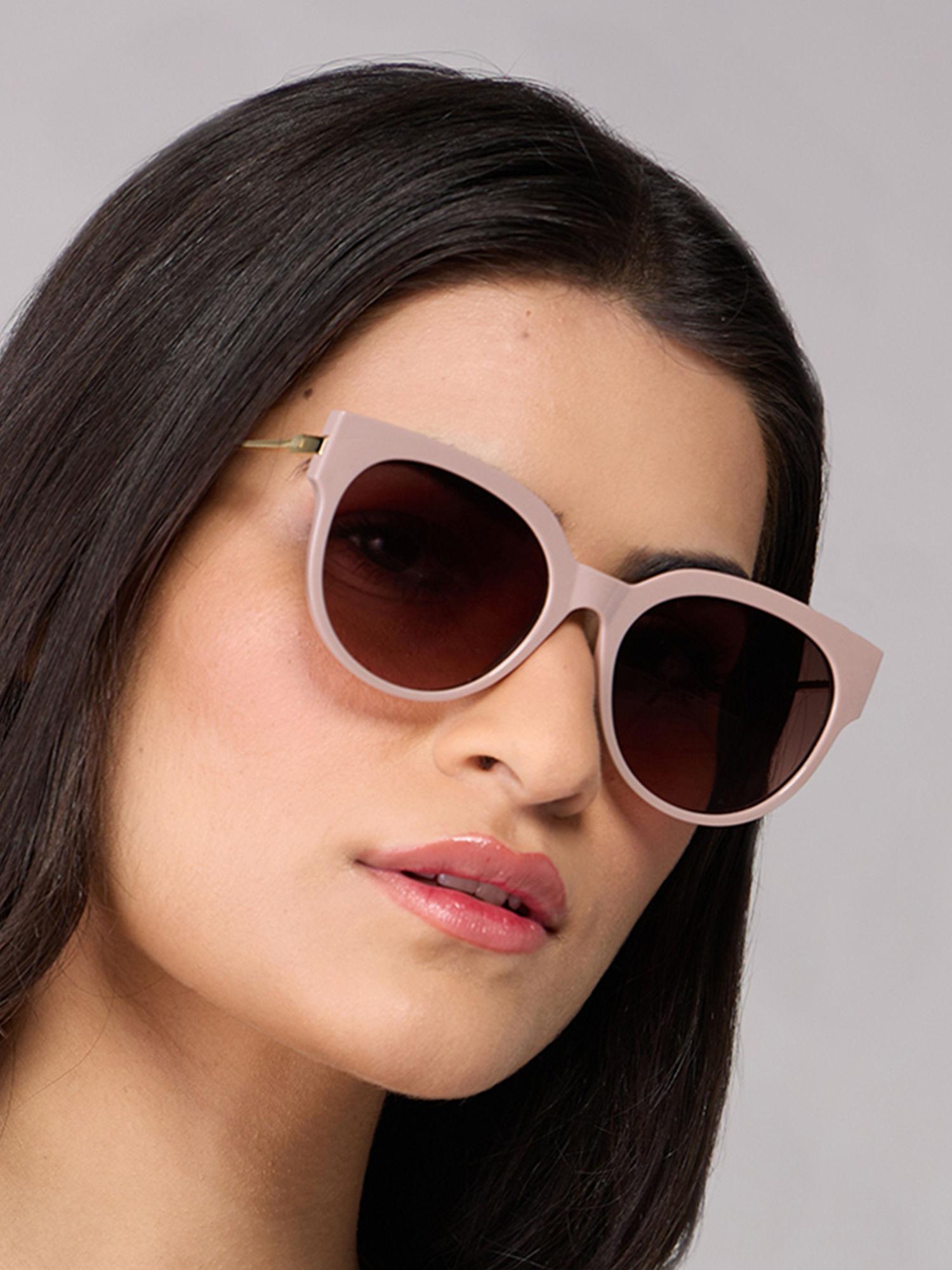 pink solid metal temples round sunglasses