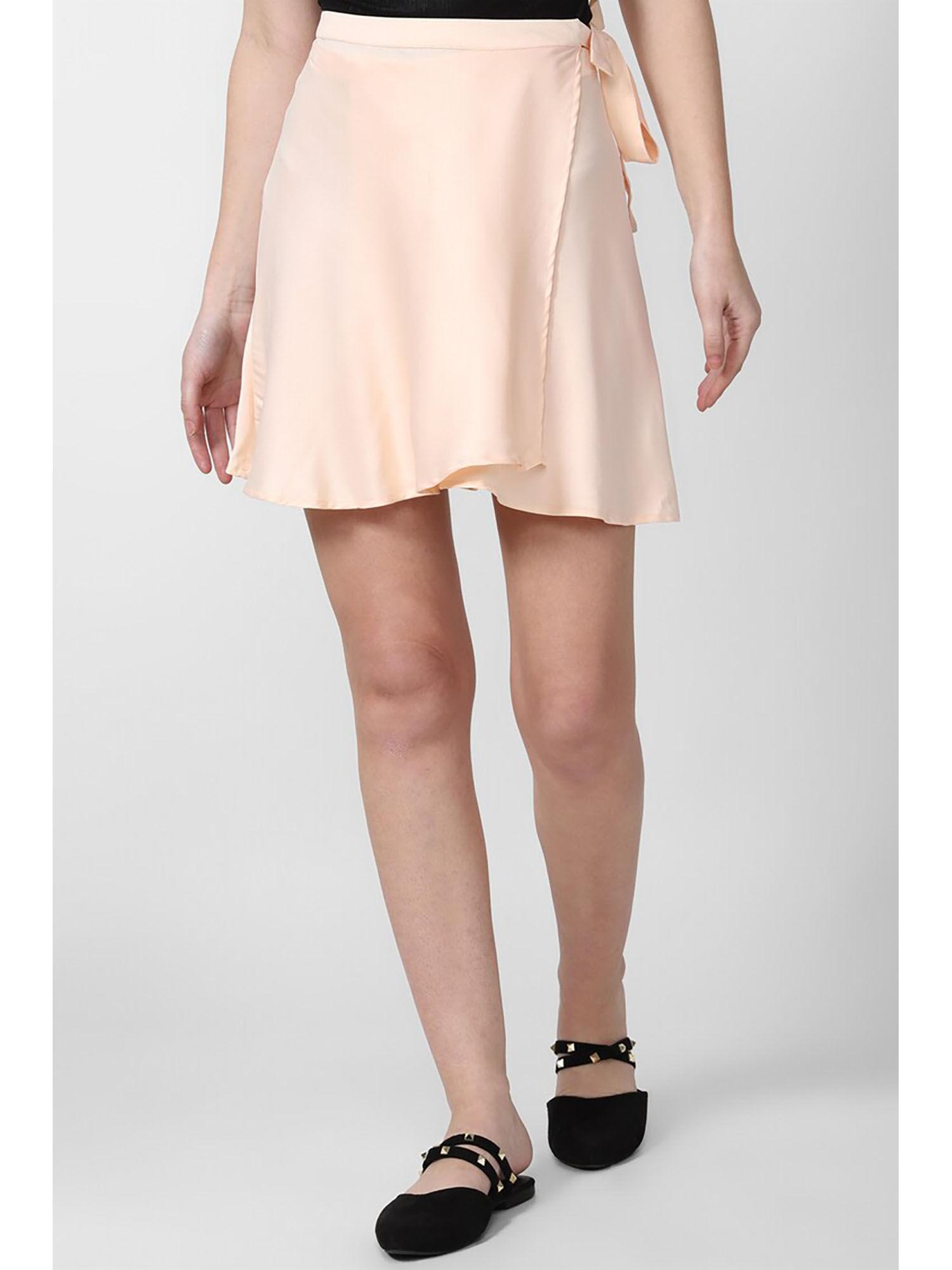 pink solid mini skirt