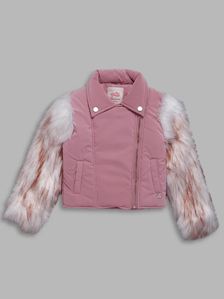 pink solid notched lapel jacket