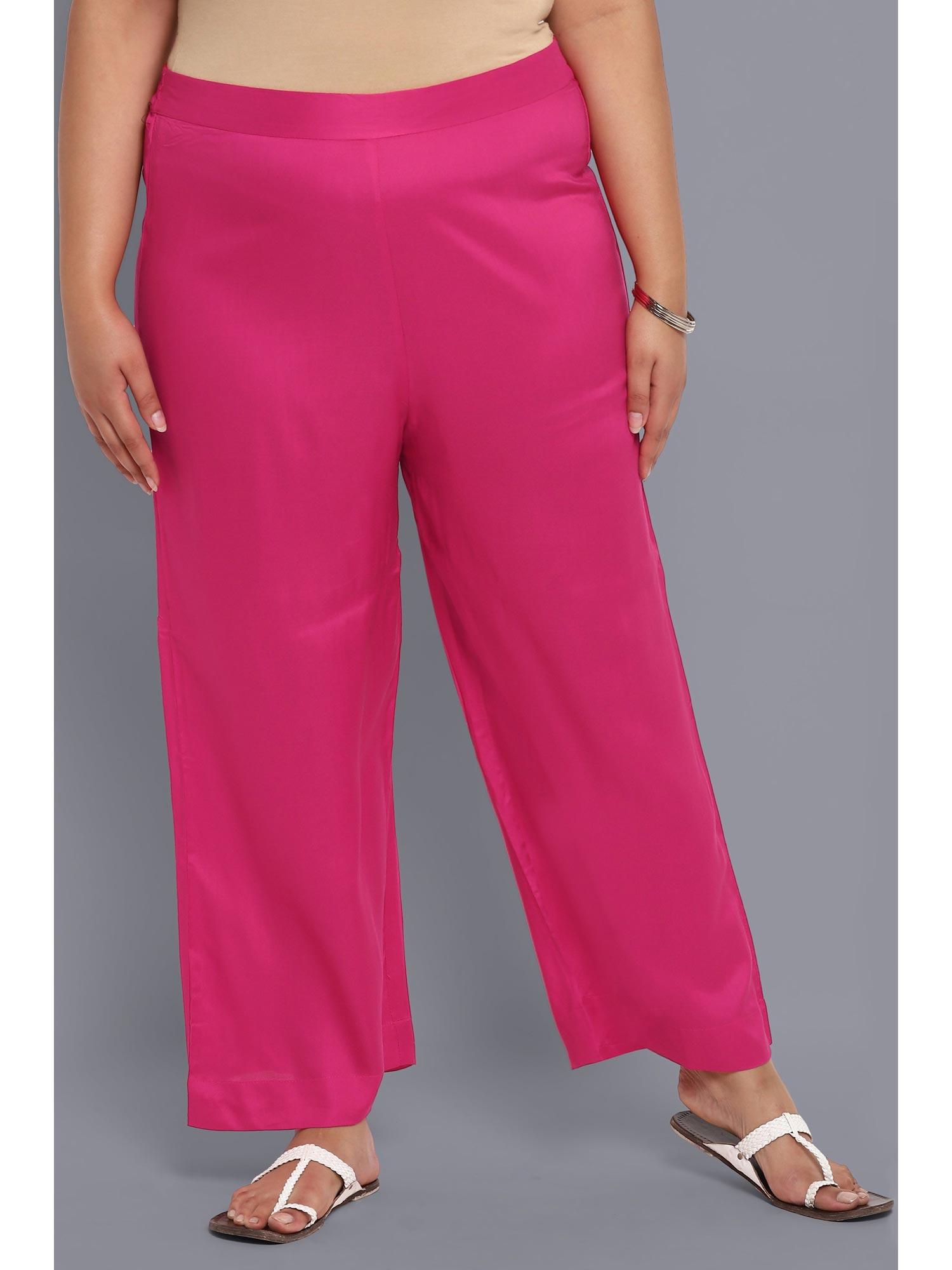 pink solid palazzos