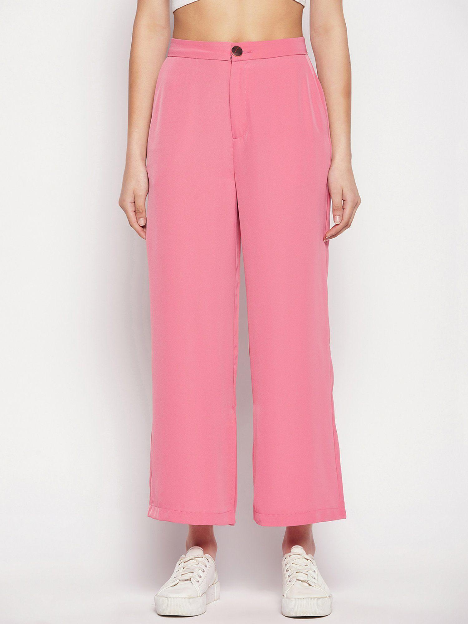 pink solid palazzos