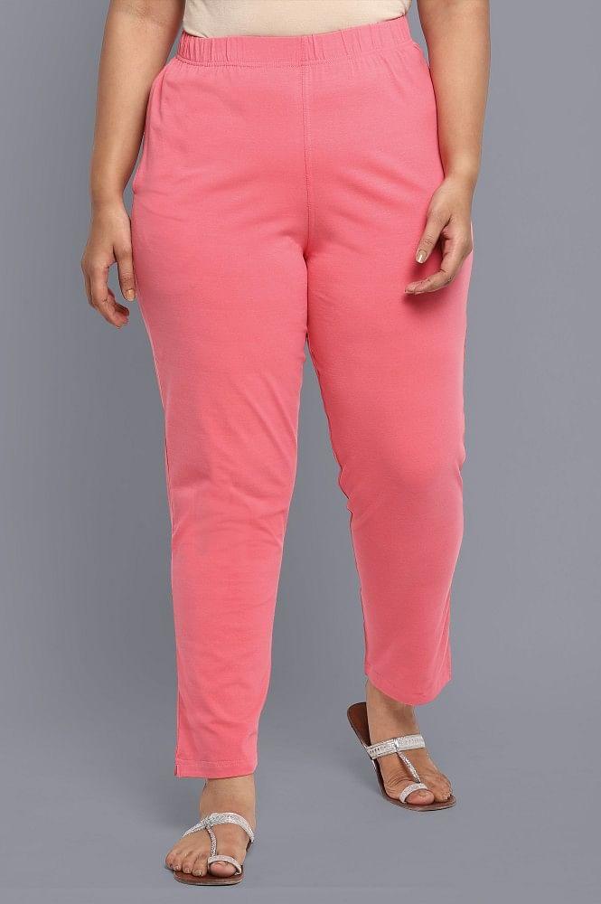 pink solid pants