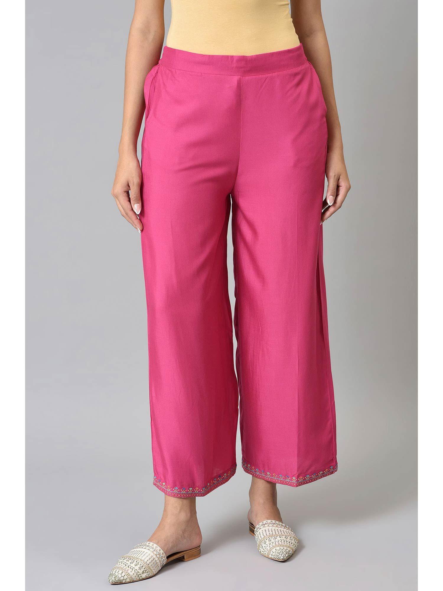 pink solid parallel pants