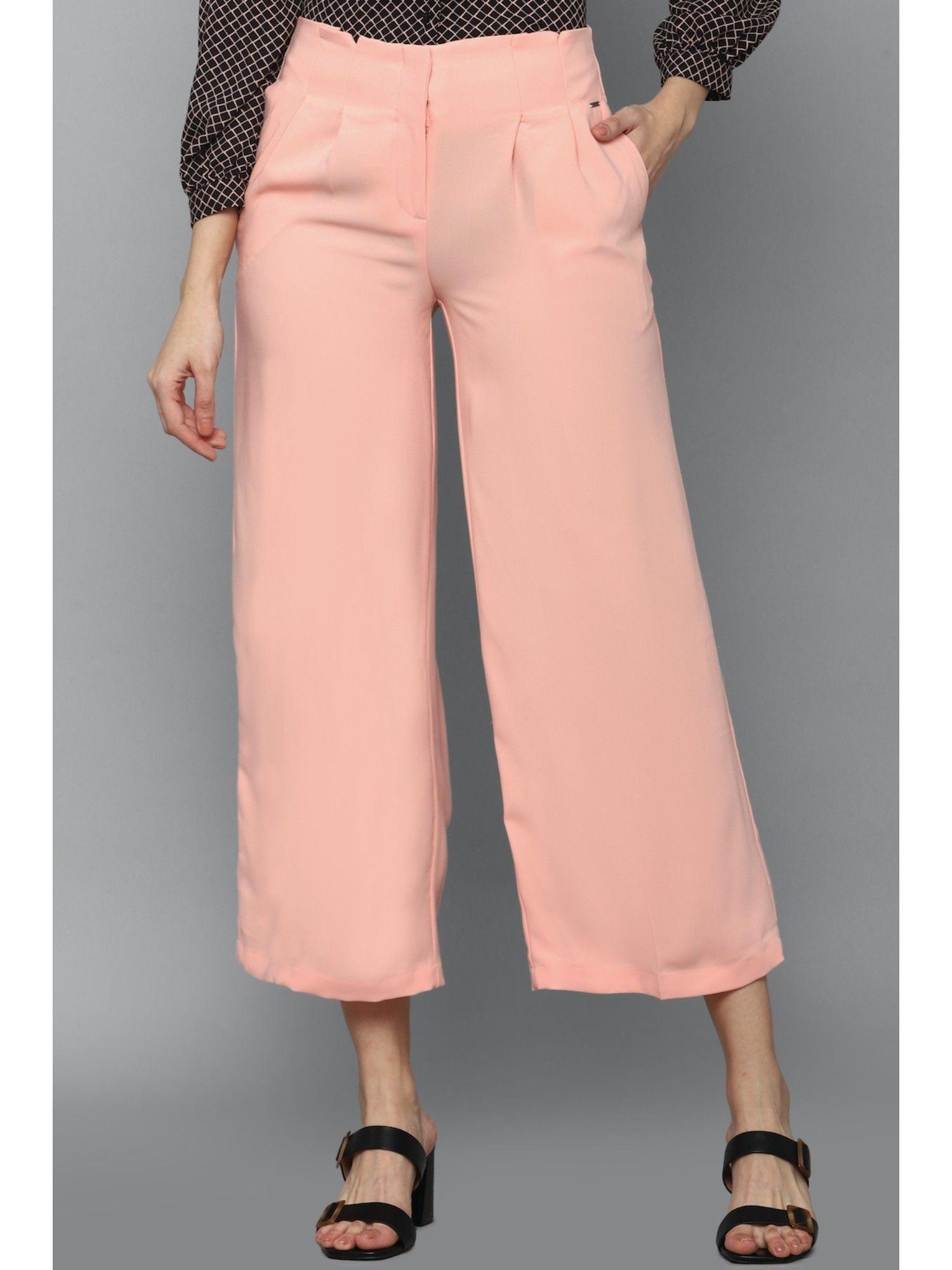 pink solid-plain bottoms pants and trousers