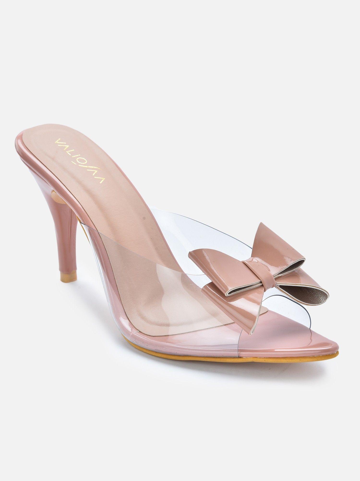 pink solid-plain heels