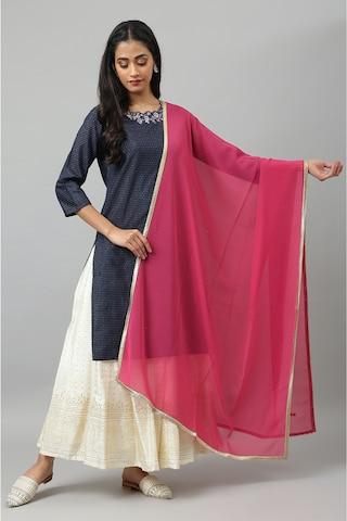 pink solid polyester dupatta