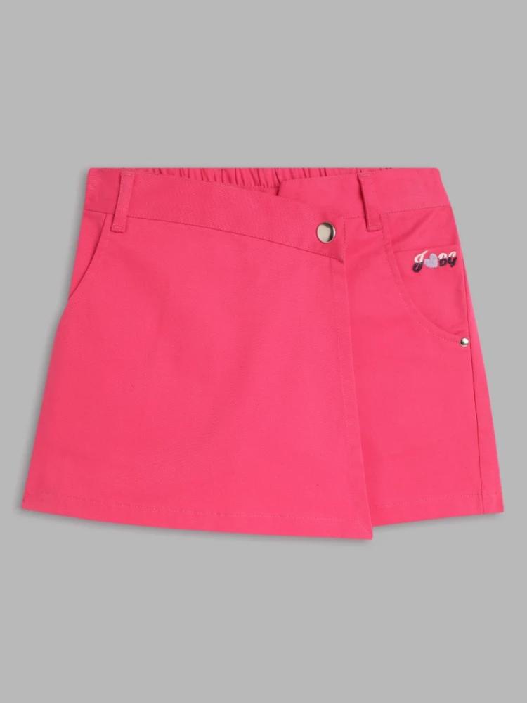 pink solid regular fit skirt