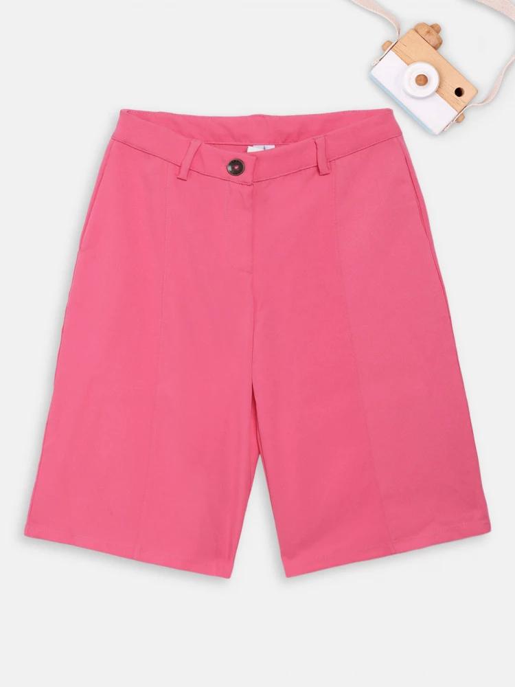 pink solid regular fit trouser
