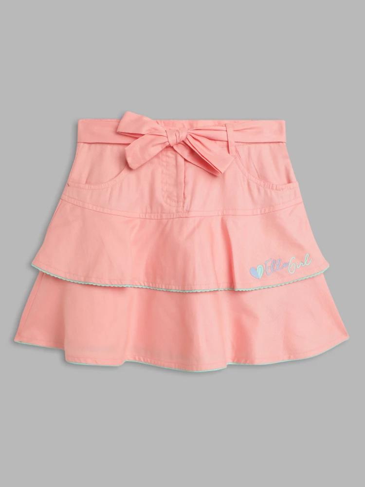 pink solid relaxed fit skirt