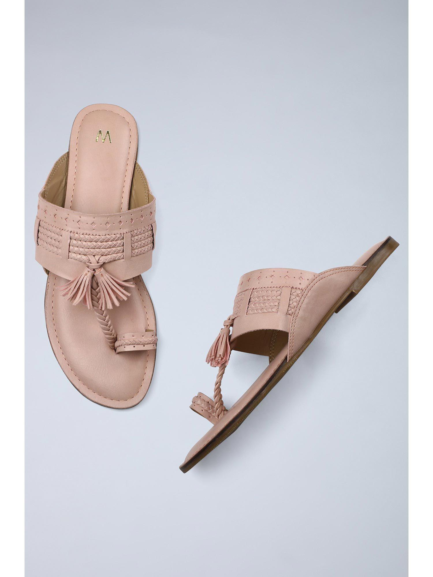 pink solid round toe flat