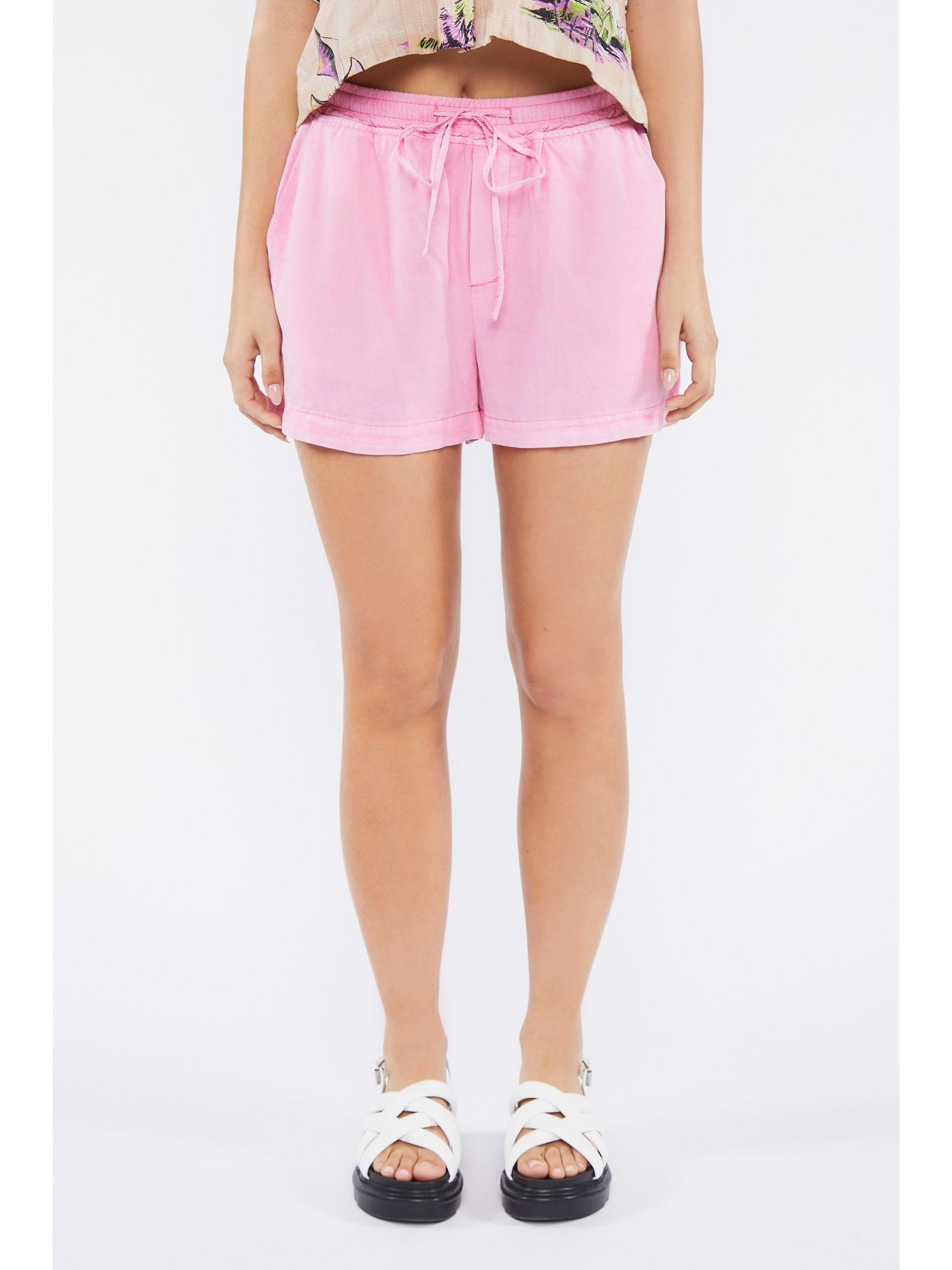 pink solid shorts