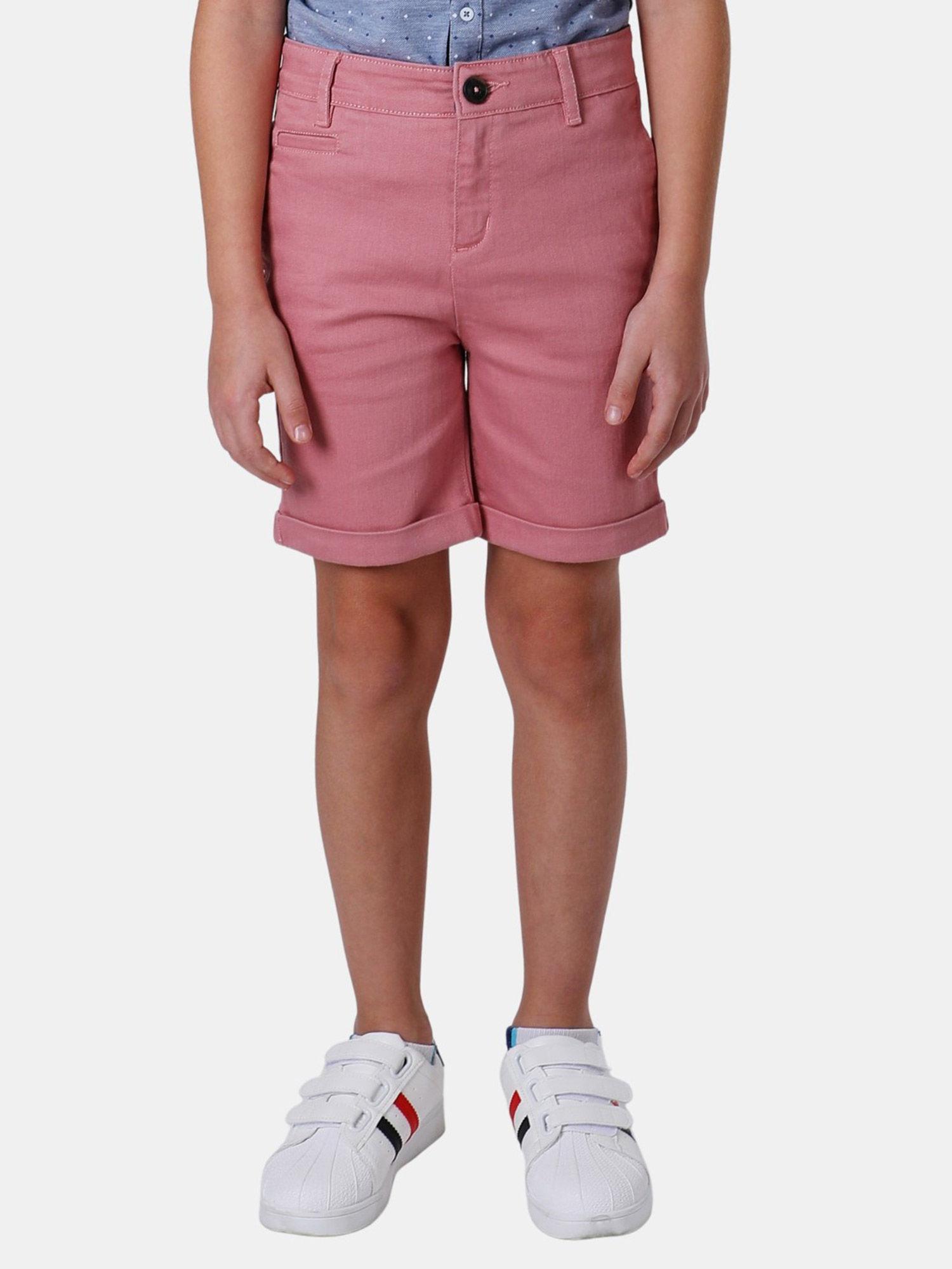 pink solid shorts