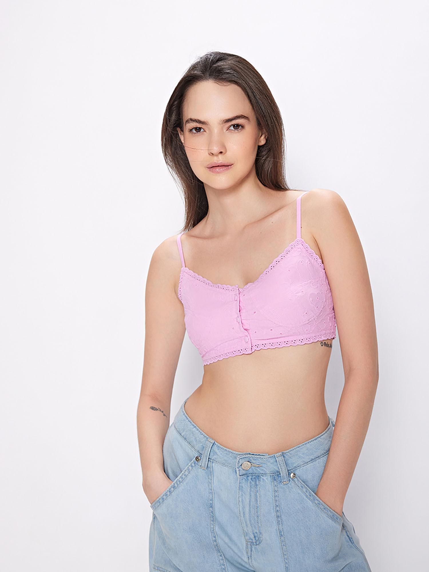 pink solid shoulder straps top