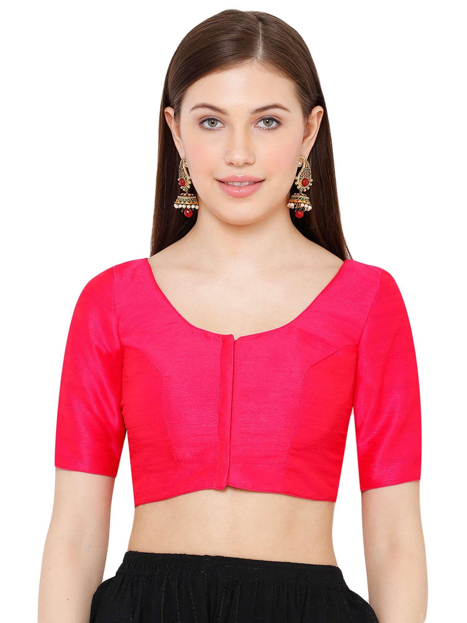 pink solid stitched blouse